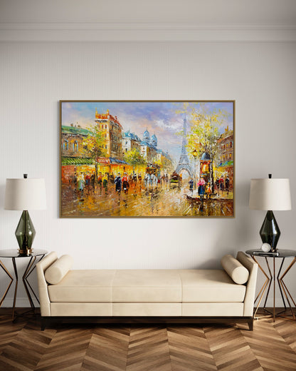 The Eiffel Tower in Paris Scenery Original Oil Painting