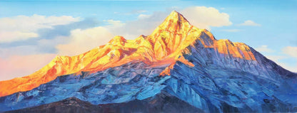 Sun-Kissed Mountain Peaks Oil Painting