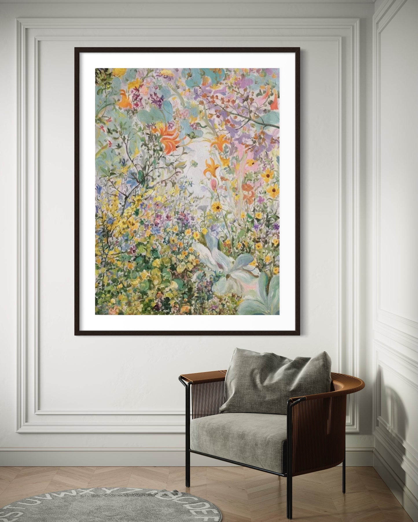 Large Acrylic Abstract Original Small Floral Color Oil Painting on Canvas