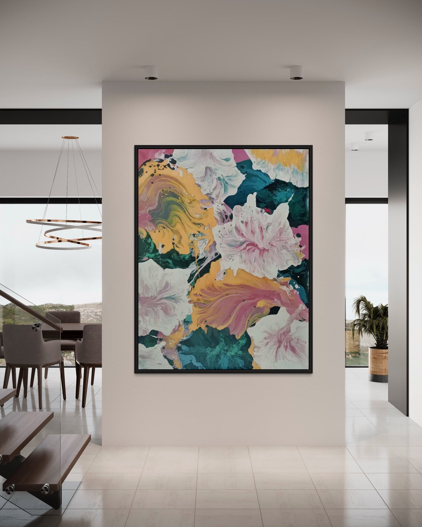 Large Acrylic Abstract Original Colorful Flora Oil Painting on Canvas