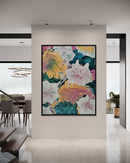 Large Acrylic Abstract Original Colorful Flora Oil Painting on Canvas