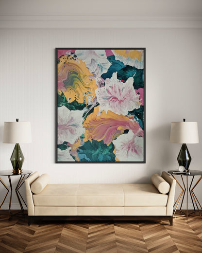 Large Acrylic Abstract Original Colorful Flora Oil Painting on Canvas