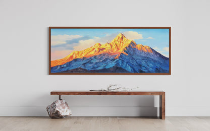 Sun-Kissed Mountain Peaks Oil Painting