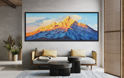 Sun-Kissed Mountain Peaks Oil Painting