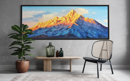 Sun-Kissed Mountain Peaks Oil Painting