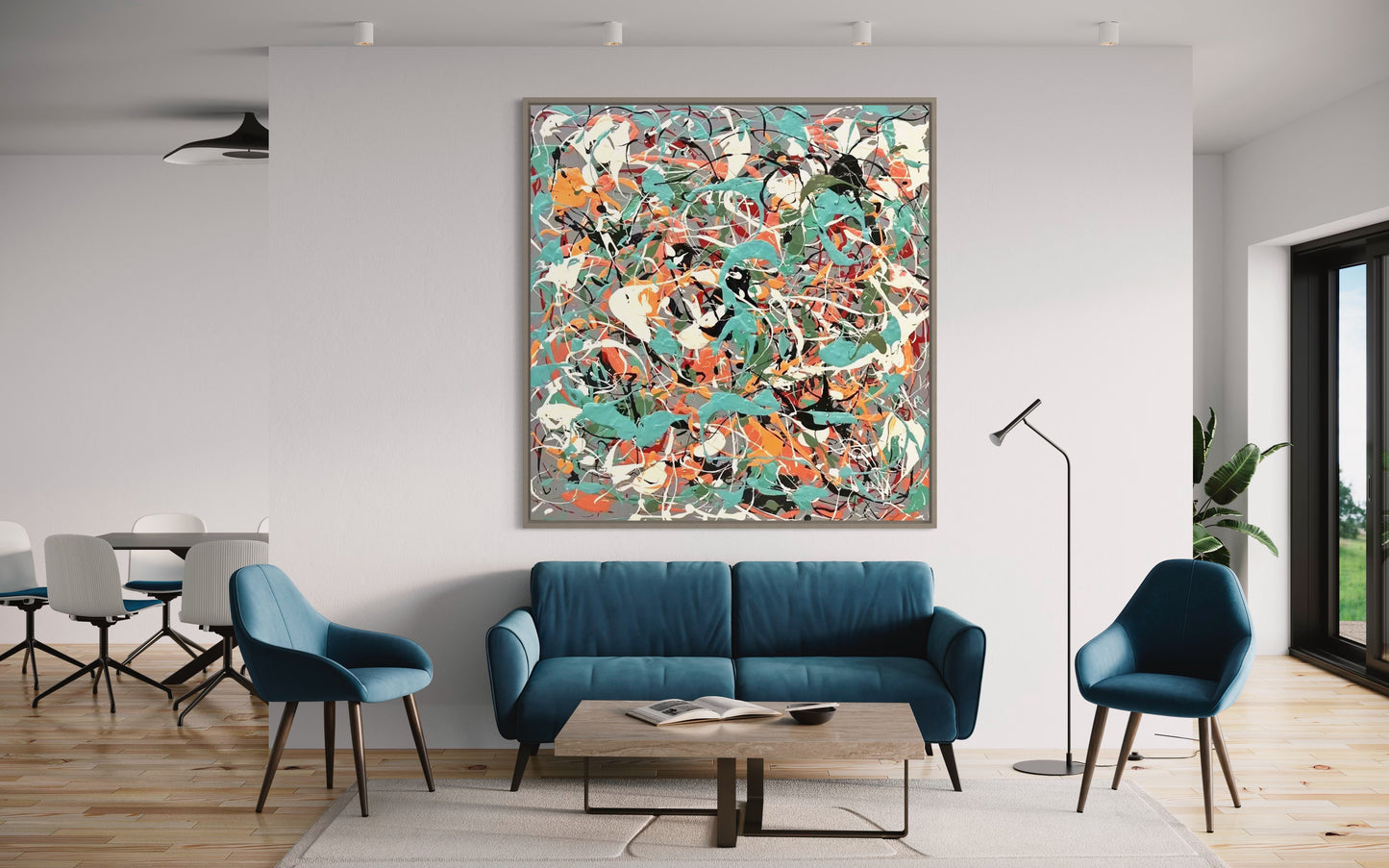 Large Acrylic Abstract Original Doodles Oil Painting on Canvas V1