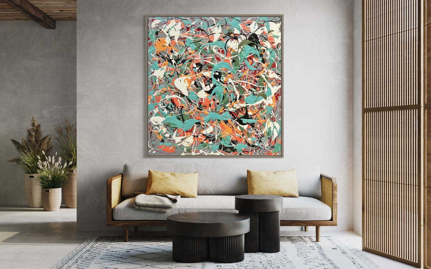 Large Acrylic Abstract Original Doodles Oil Painting on Canvas V1