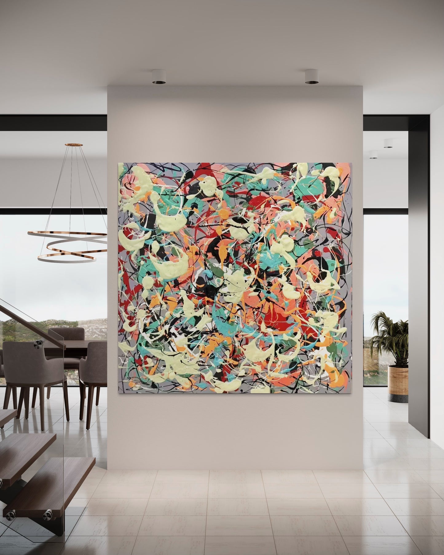 Large Acrylic Abstract Original Doodles Oil Painting on Canvas V3