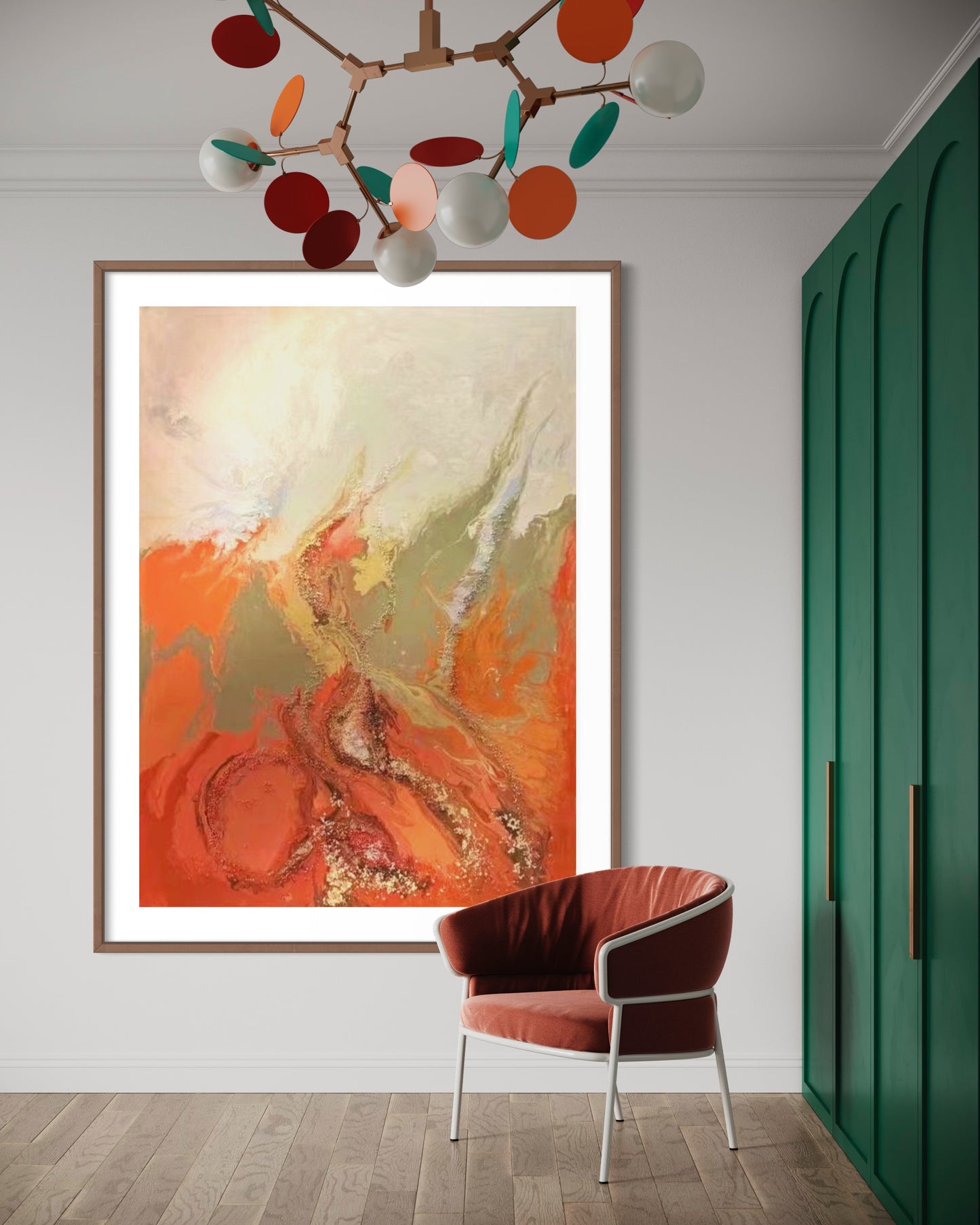 Large Acrylic Abstract Original Pastel Orange Oil Painting on Canvas