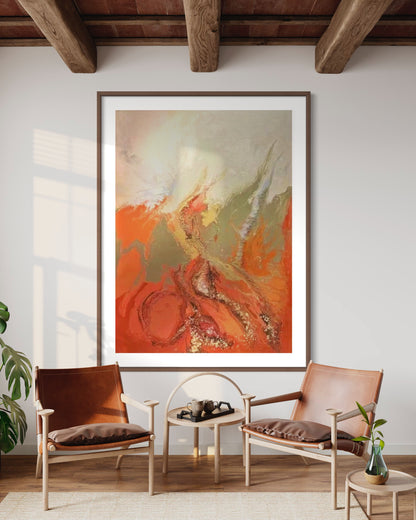 Large Acrylic Abstract Original Pastel Orange Oil Painting on Canvas