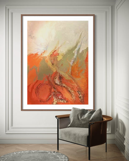 Large Acrylic Abstract Original Pastel Orange Oil Painting on Canvas