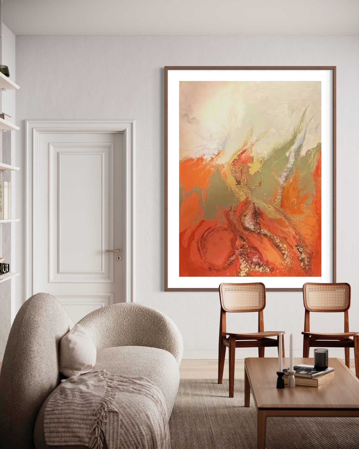 Large Acrylic Abstract Original Pastel Orange Oil Painting on Canvas