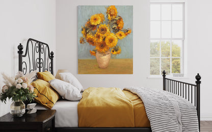 Sunflowers in Rustic Vase Oil Painting