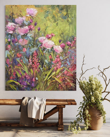 Vibrant Wildflowers Oil Painting