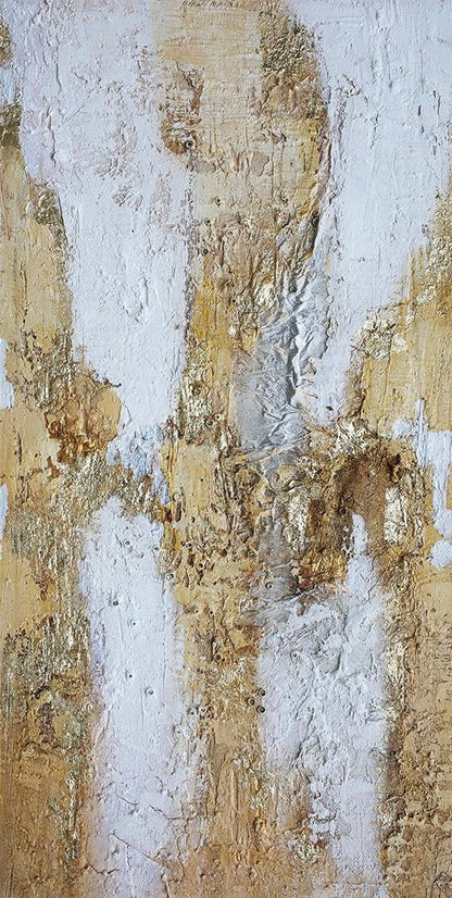 3D Textured Original Oil Painting on Canvas Golden & White Large Acrylic Painting Abstract Wall Art