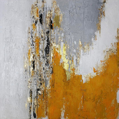 3D Textured Original Oil Painting on Canvas White Golden Orange Abstract Acrylic Painting