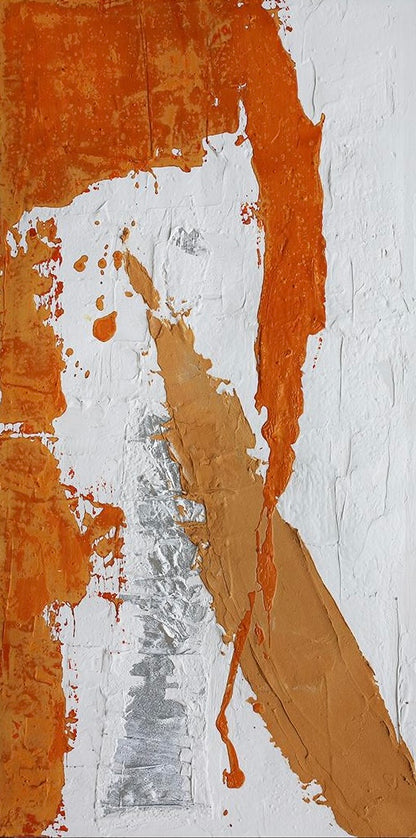 3D Textured Original Oil Painting on Canvas Golden & White & Orange Large Abstract Acrylic Painting