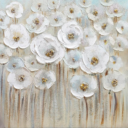 3D Textured Original Oil Painting on Canvas Golden Flowers Large Abstract Acrylic Painting