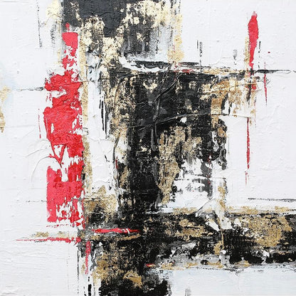 3D Textured Original Oil Painting on Canvas Red & Black & White Large Abstract Acrylic Painting