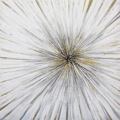 3D Textured Original Oil Painting on Canvas Golden Radial Abstract Acrylic Painting