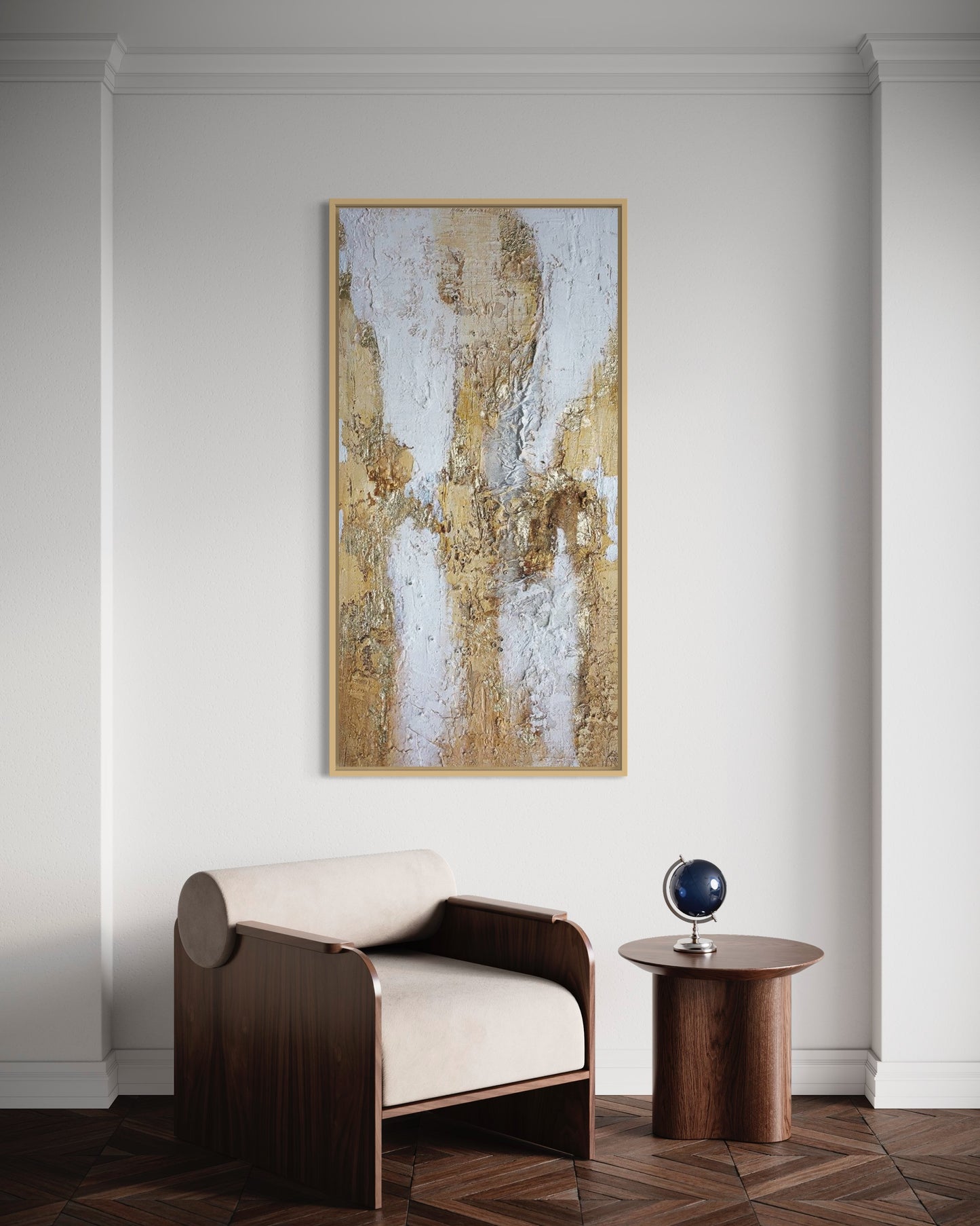 3D Textured Original Oil Painting on Canvas Golden & White Large Acrylic Painting Abstract Wall Art