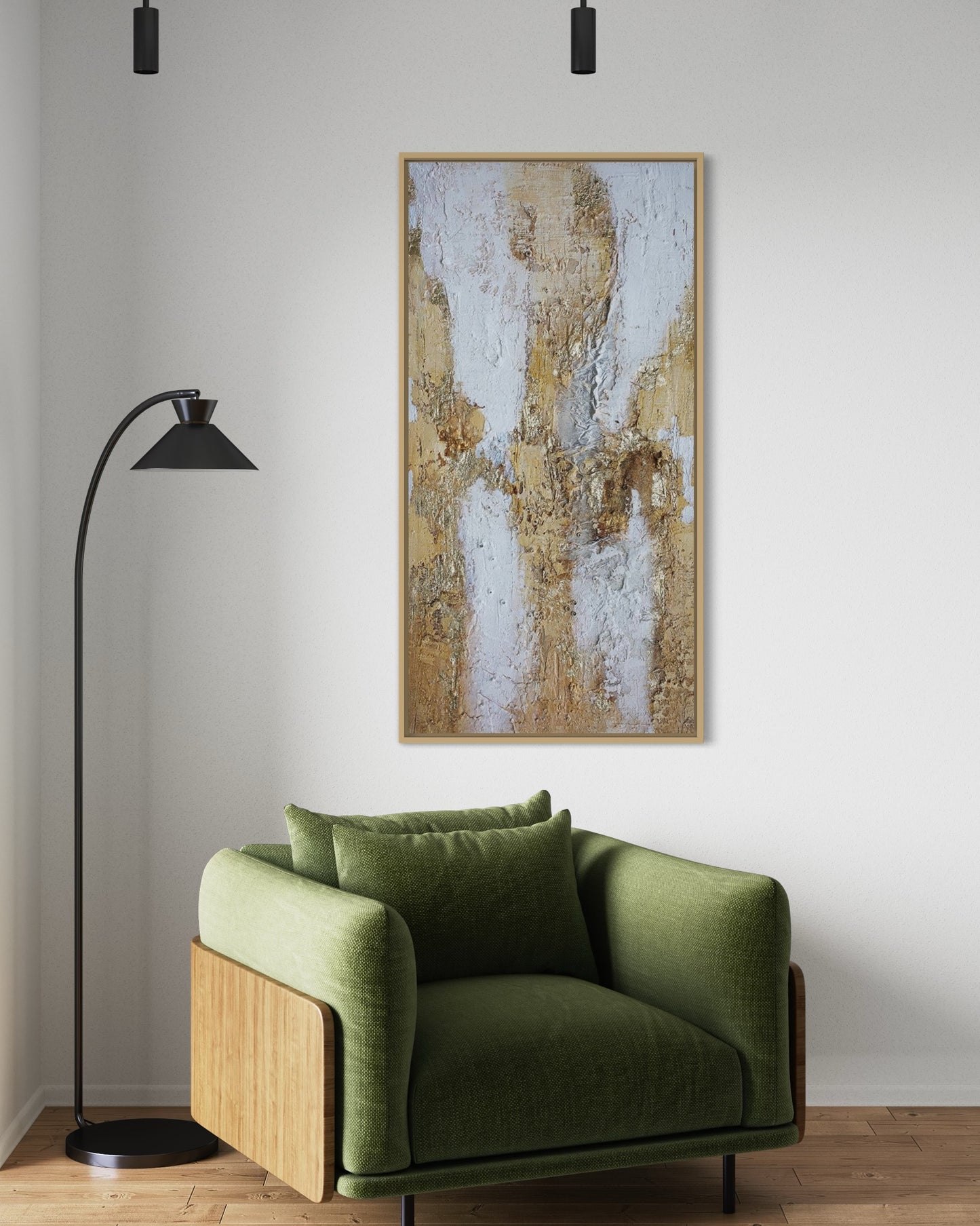 3D Textured Original Oil Painting on Canvas Golden & White Large Acrylic Painting Abstract Wall Art