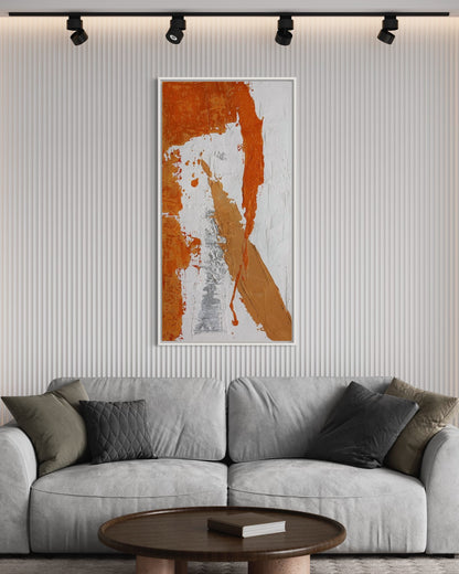 3D Textured Original Oil Painting on Canvas Golden & White & Orange Large Abstract Acrylic Painting