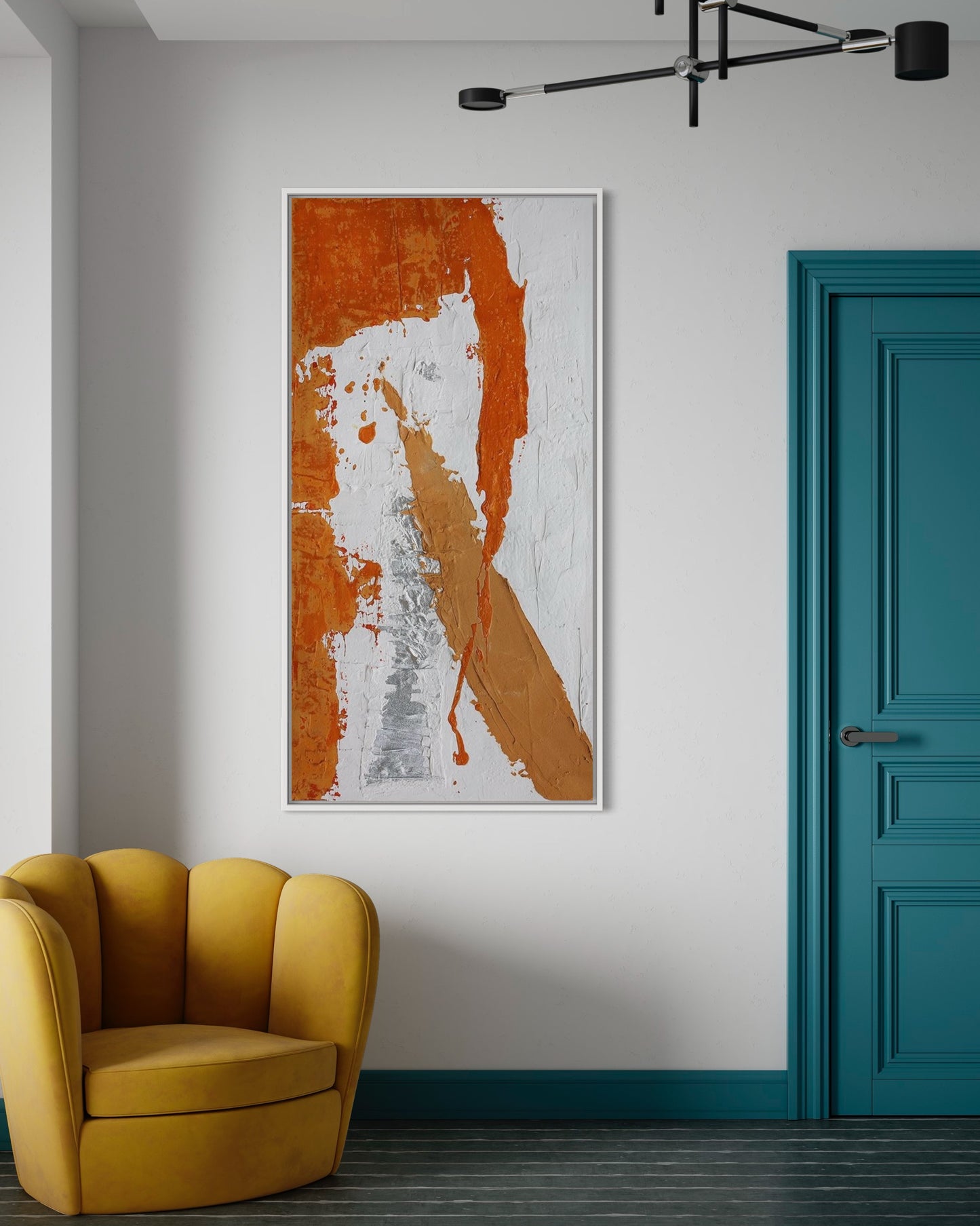 3D Textured Original Oil Painting on Canvas Golden & White & Orange Large Abstract Acrylic Painting