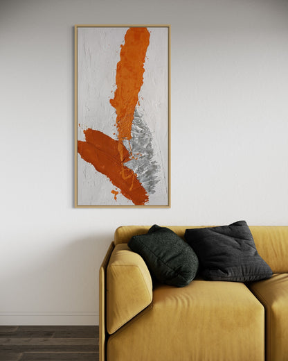 3D Textured Original Oil Painting on Canvas Golden & White & Orange Large Abstract Acrylic Painting