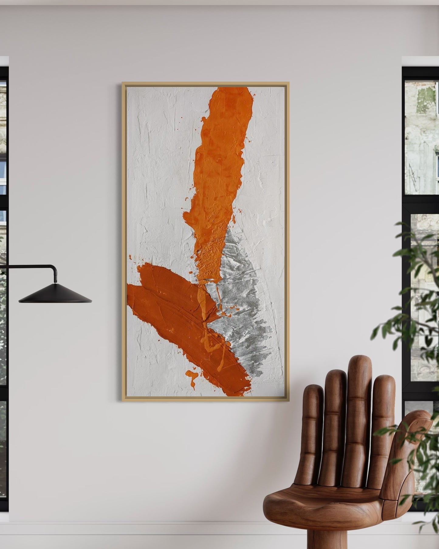 3D Textured Original Oil Painting on Canvas Golden & White & Orange Large Abstract Acrylic Painting