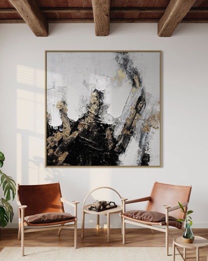 3D Textured Original Oil Painting on Canvas Black & White Large Abstract Acrylic Painting