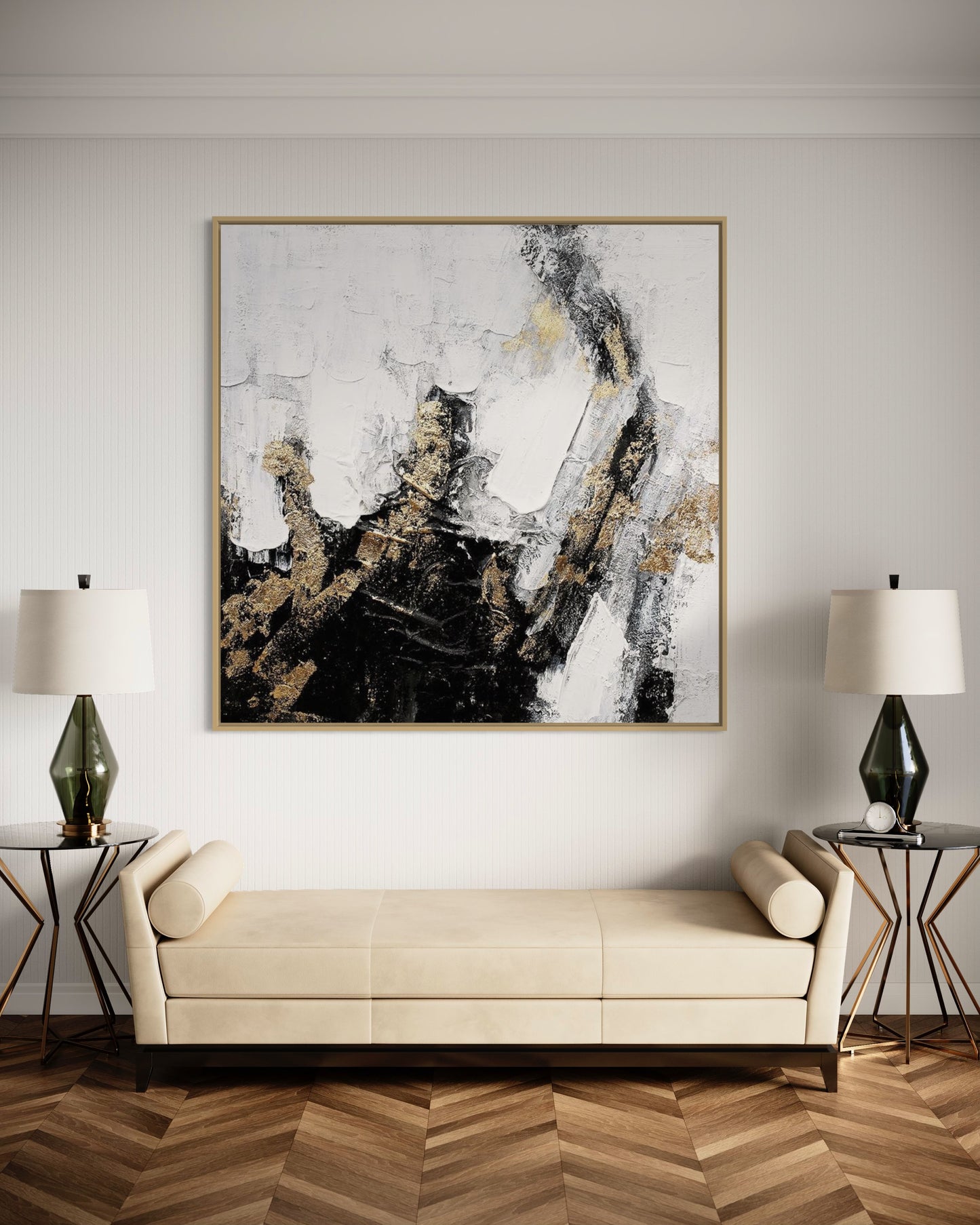 3D Textured Original Oil Painting on Canvas Black & White Large Abstract Acrylic Painting