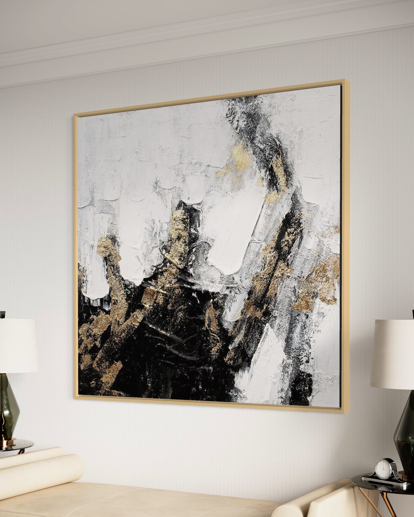 3D Textured Original Oil Painting on Canvas Black & White Large Abstract Acrylic Painting