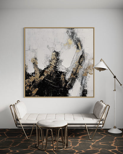 3D Textured Original Oil Painting on Canvas Black & White Large Abstract Acrylic Painting