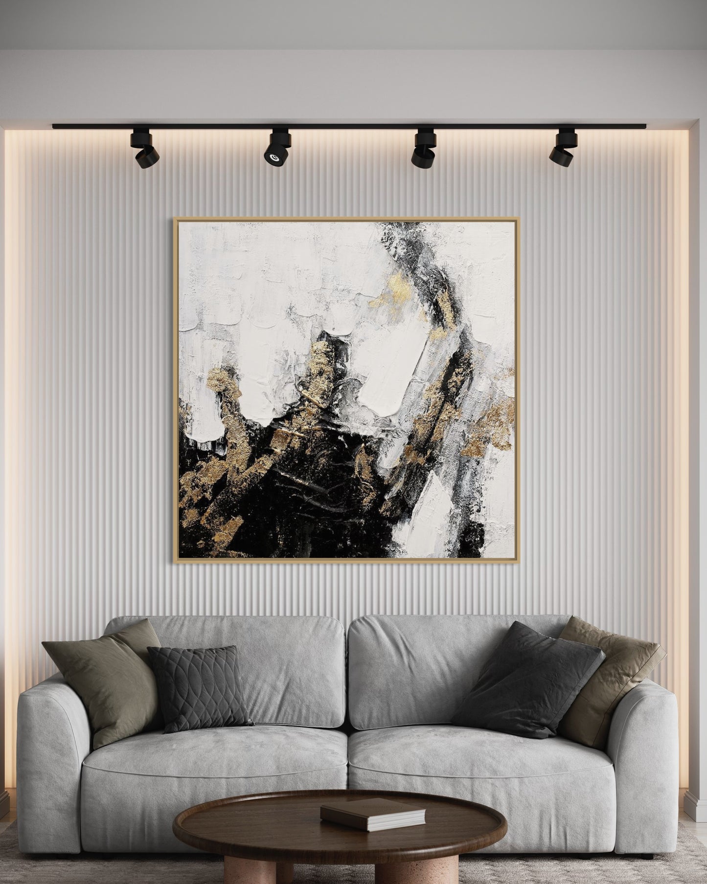 3D Textured Original Oil Painting on Canvas Black & White Large Abstract Acrylic Painting