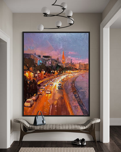 Cityscape at Dusk Oil Painting