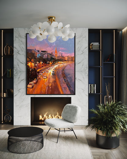 Cityscape at Dusk Oil Painting