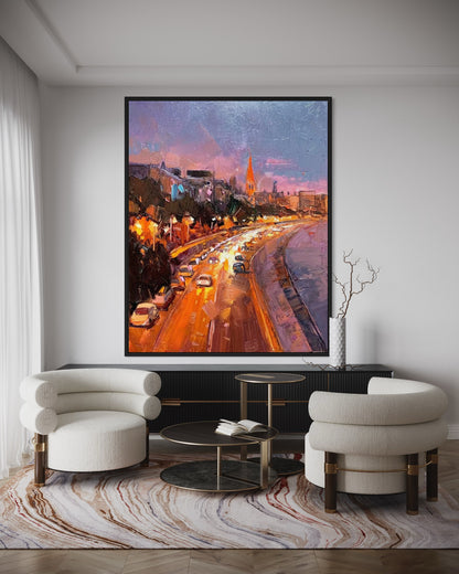 Cityscape at Dusk Oil Painting