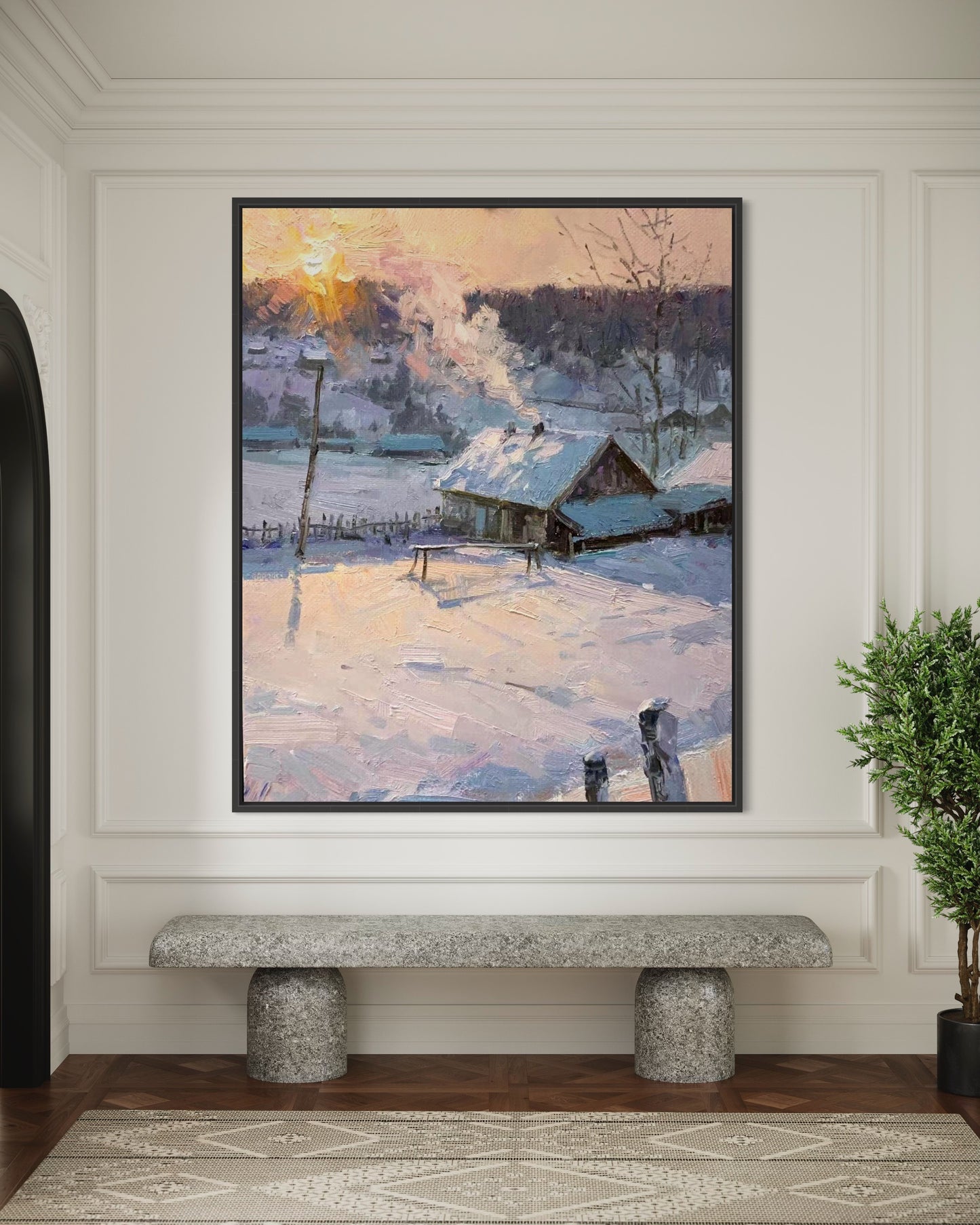 Sunrise Over Snowy Landscape Oil Painting