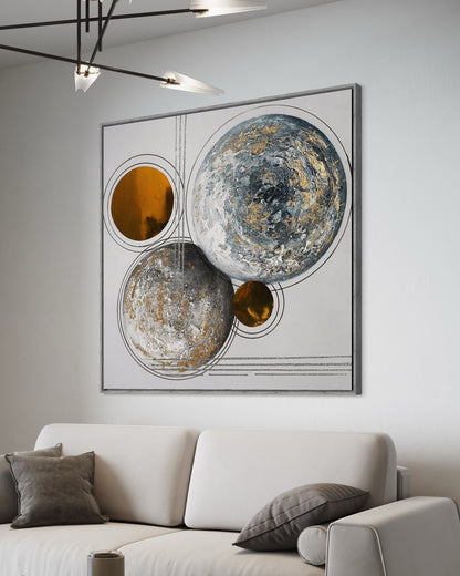 3D Textured Original Oil Painting on Canvas Universe Planets Large Abstract Acrylic Painting