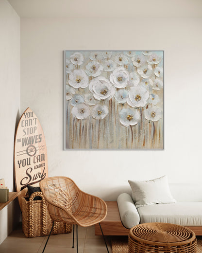 3D Textured Original Oil Painting on Canvas Golden Flowers Large Abstract Acrylic Painting