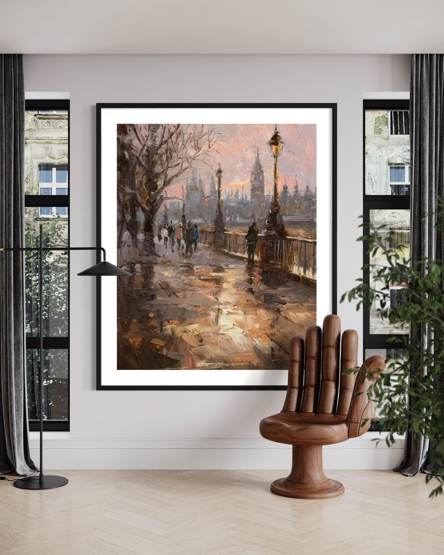 Rainy Evening in London Oil Painting