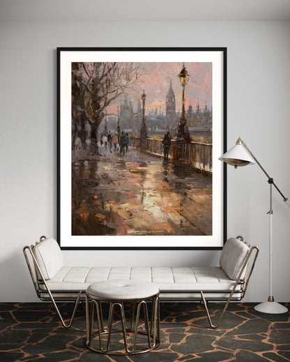 Rainy Evening in London Oil Painting