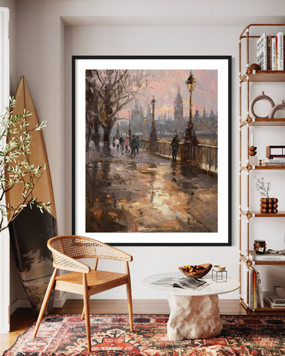 Rainy Evening in London Oil Painting