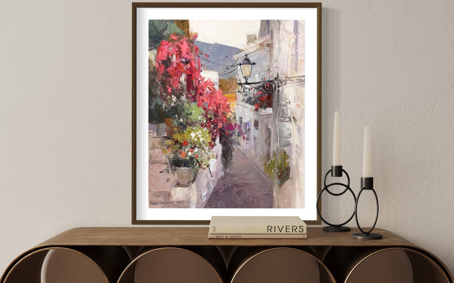 Charming Alleyway with Flowers Oil Painting