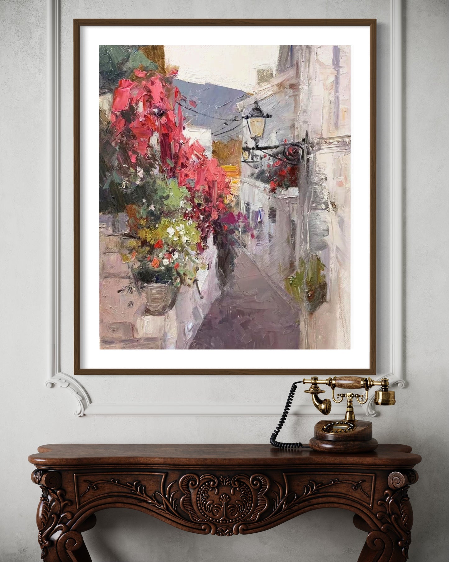 Charming Alleyway with Flowers Oil Painting