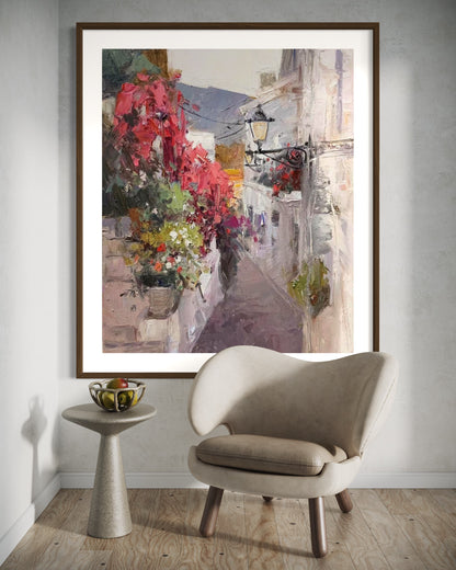 Charming Alleyway with Flowers Oil Painting