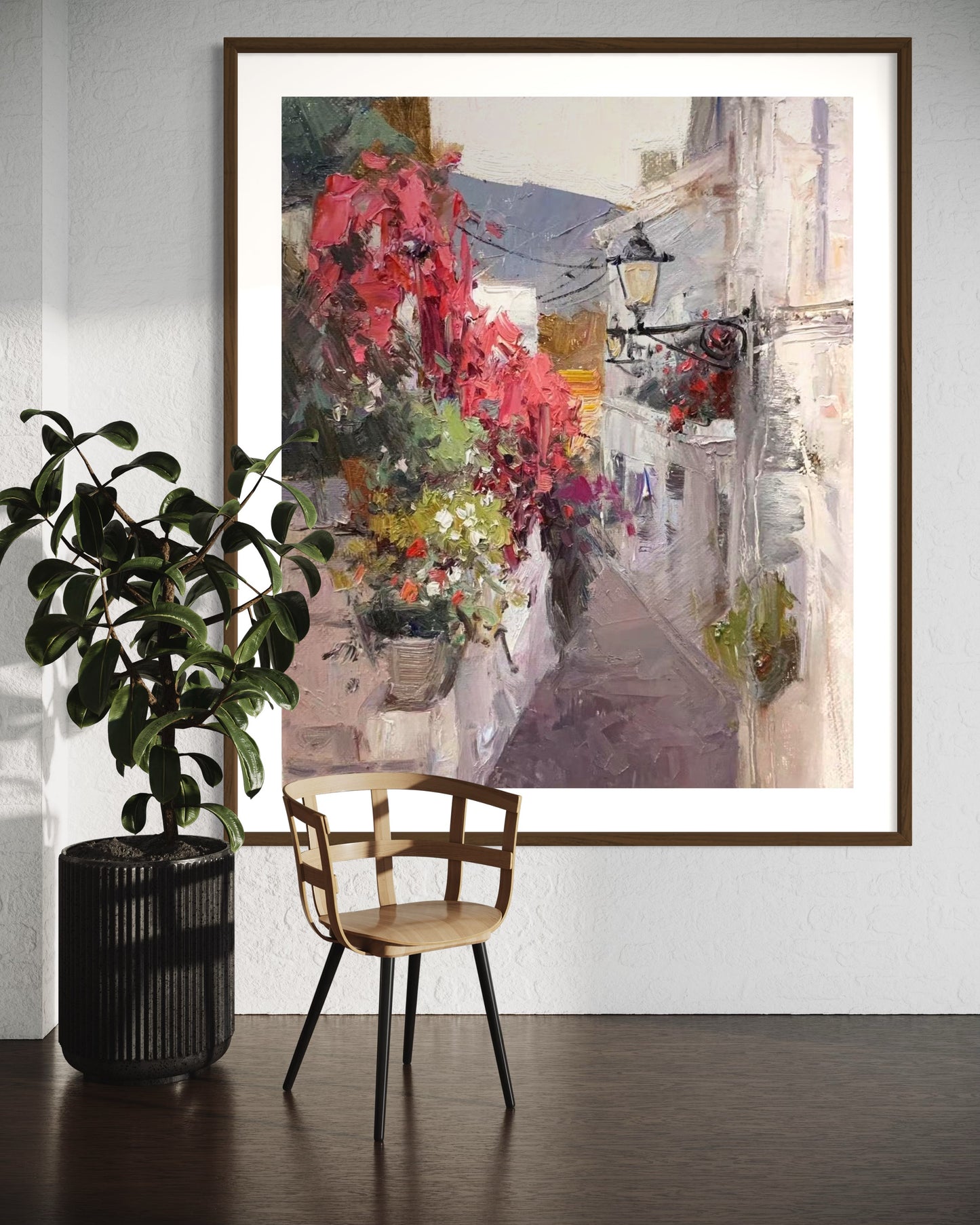 Charming Alleyway with Flowers Oil Painting