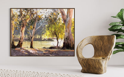 Eucalyptus Trees by the River Oil Painting