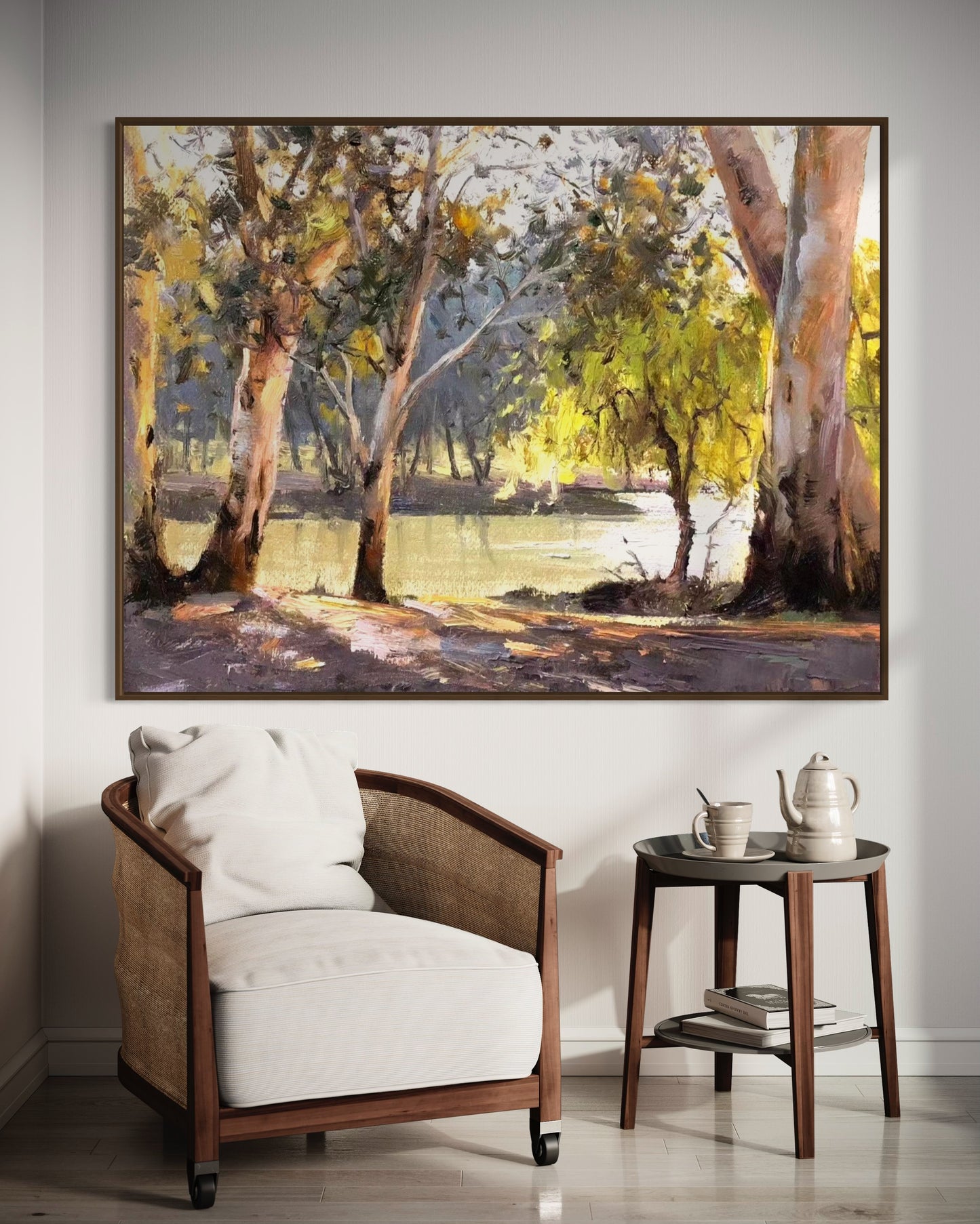 Eucalyptus Trees by the River Oil Painting